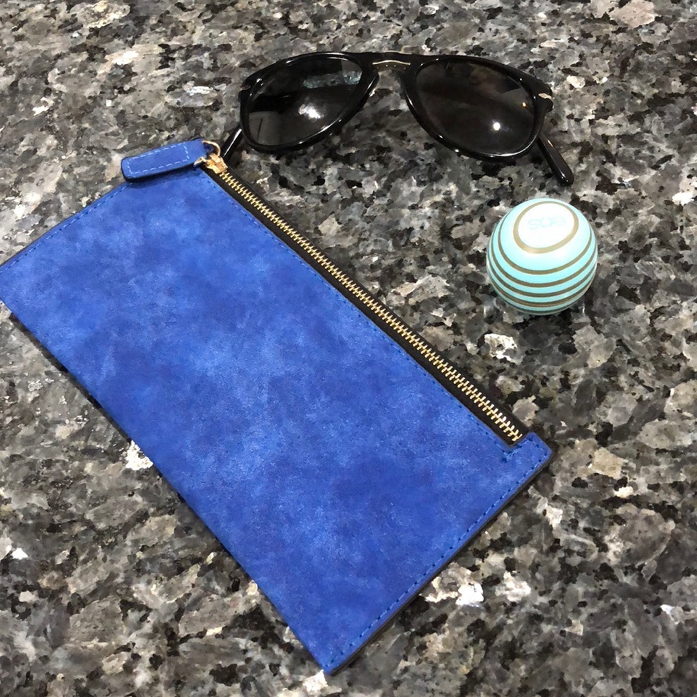 Stylish Blue Suede Wallet